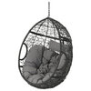 GDF Studio Kyle Outdoor Wicker Hanging Basket Chair, Black/Gray