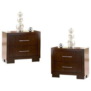 Set Of 2 2 Drawer Nightstand In Black Finish Transitional Nightstands And Bedside Tables By Homesquare