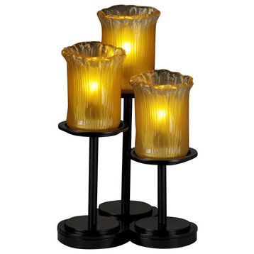 Veneto Luce Dakota Table Lamp, Cylinder With Rippled Rim, Clear Rim Glass