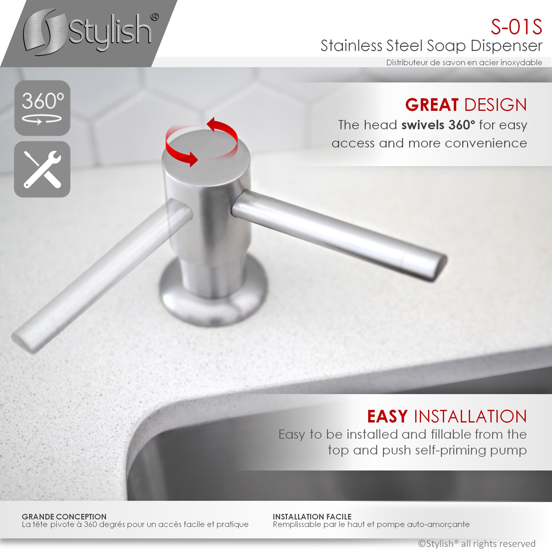 Stylish Pull Down Kitchen Faucet + Soap Dispenser Stainless Steel Finish