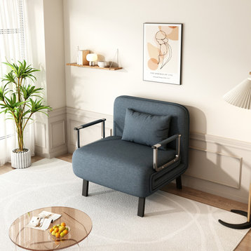 31.5″ Velvet Sleeper Chair Tri-Fold Sofa Bed with Adjustable Backrest