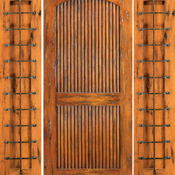 Exterior Prehung Door With Two Sidelites, Knotty Alder, 2 Panel - Front Doors