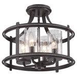 Designers Fountain - Designers Fountain 87511-APW Palencia - Four Light Convertible Semi-Flush Mount - Shade Included: TRUE  Warranty: 1 YearPalencia Four Light Convertible Semi-Flush Mount Artisan Pardo Wash Clear Seedy Glass *UL Approved: YES *Energy Star Qualified: n/a  *ADA Certified: n/a  *Number of Lights: Lamp: 4-*Wattage:60w Candelabra Base bulb(s) *Bulb Included:No *Bulb Type:Candelabra Base *Finish Type:Artisan Pardo Wash