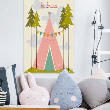 "Be Brave Pink" Painting Print on Wrapped Canvas
