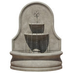 Campania International - Estancia Garden Water Fountain - With water flowing out of a flower medallion into the top tier just before flowing into the larger tier and into the large basin. The Estancia Garden Water Fountain makes a stunning focal point. Manufactured from premium cast stone concrete, it comes with a and is built to last.