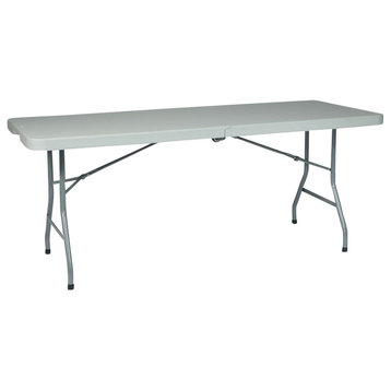 6 foot Resin Multi Purpose Center Light Gray Fold Table with Wheels