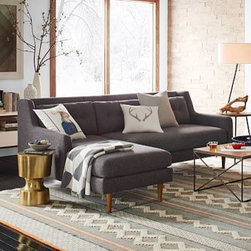 West Elm - Crosby Sectional, Set 4-Right Sofa, Left Chaise, Linen Weave, Blue Stone - Sofas And Sectionals