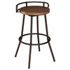 Button Swivel Stool With Wood Seat, Bar Seat