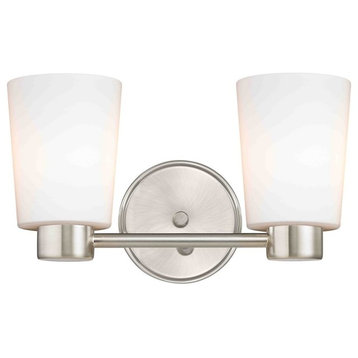 Aon Fuse Contemporary Satin Nickel Bathroom Light with Cone Glass
