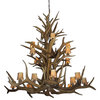Real Shed Antler Elk Chandelier, Small, With Parchment Shades