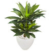 33" Double Agave Succulent Artificial Plant in White Planter