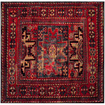 Safavieh Vintage Hamadan Collection VTH213 Rug, Red/Multi, 5'3" Square