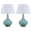 40027, 23" High Glass Table Lamp, Turquoise with Antique Red Copper Base, 2-Pack