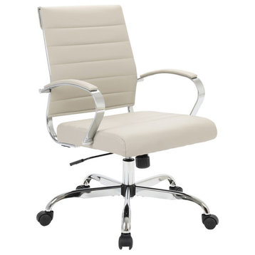 Pemberly Row Modern Leatherette Executive Swivel Office Chair in Tan