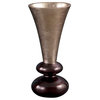Howard Elliott Deep Plum Wood Vases With Warm Silver Leaf Neck, 5"x6"x13"