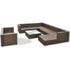 vidaXL Patio Furniture Set 10 Piece Sofa with Coffee Table Poly Rattan Brown