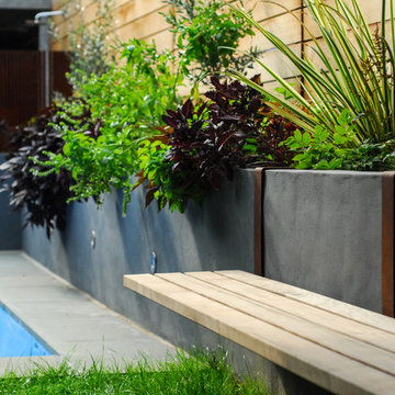 Bench and Concrete Planter