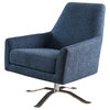 GDF Studio Alice Modern Fabric Swivel Club Chair, Indigo Weave