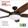 Honeywell Carmel Ceiling Fan With Light and Remote, 48", Bronze
