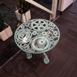 Tiffany blue "moto art" table - Side Tables And End Tables
