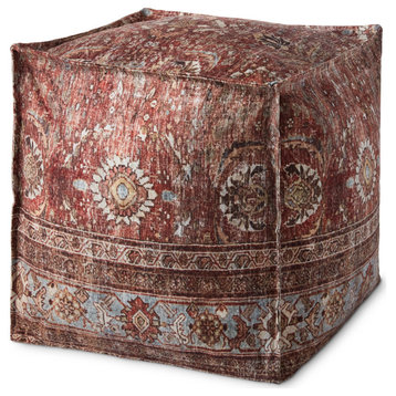 Loloi PF0006 Red / Multi 18"W x 18"D x 18"H Pouf