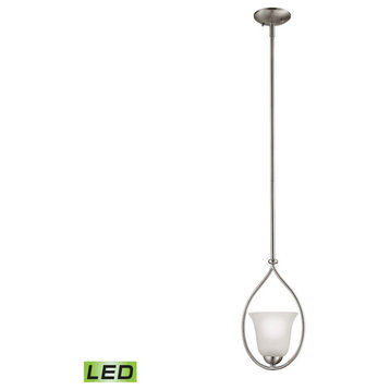 Thomas Lighting Conway 1-Light Mini Pendant, Nickel/White, LED, 1201PS-20-LED