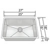 27"X18"X10" KH2718 18 Gauge Stainless Steel Single Bowl Undermount Kitchen Sink