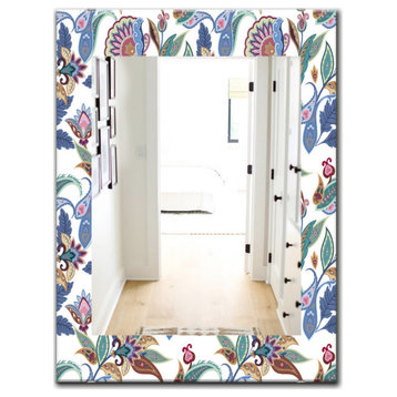 Designart Tropical Mood Blue 1 Bohemian And Eclectic Frameless Vanity Mirror, 28
