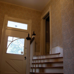 Entry hall with flower fabric wall - Home Improvement