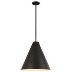 Z-Lite - Eaton One Light Pendant, Matte Black - This statement-making one-light pendant makes lighting a staple in interior decor delivering a trending industrial-inspired motif with casual appeal. A simple silhouette blends a conical shade down rod and canopy mount all made of matte black finish iron. Dress up a casual kitchen island with a line of these sleek pendants from the Eaton collection or place one in a targeted space for a special effect.
