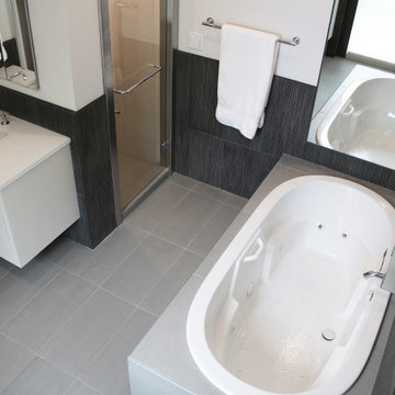 Master Bath with Textured Tile Wainscoting