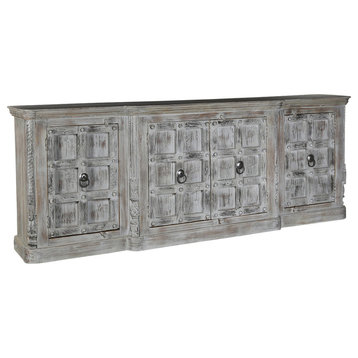 Palazzo Distressed Handcrafted Solid Wood Extra Long Buffet Cabinet