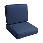 Sunbrella Canvas Navy Outdoor Corded Cushion Set, 22 in x 22 in