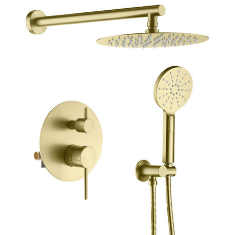 Circular Pressure 2-Function Shower System, Rough-In Valve, Brushed Gold