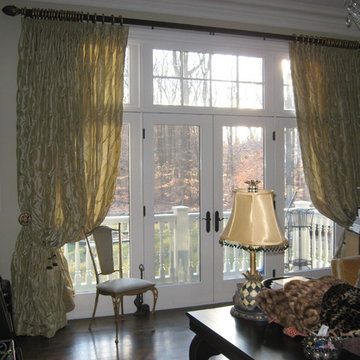 Top Pleated Draperies on Decorative Rods, Tassel Tiebacks & Holdbacks