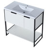 BNK 36" Freestanding Bathroom Vanity With Soft Close Door and Drawer, 36x18, White Straight Grain