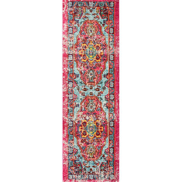 Nuloom Mosaic Medallion Area Rug, Fuchsia 2'6"x12'Runner