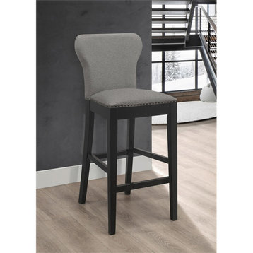 Coaster Upholstered Fabric Bar Stools with Nailhead Trim in Gray