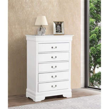 Glory Furniture Louis Phillipe 5 Drawer Chest in White