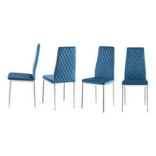 Set of 4 Modern Simple Style Dining Chair Light Blue - Contemporary ...