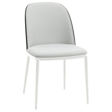 LeisureMod Tule Mid-Century Modern Dining Side Chair, Black/Platinum Blue
