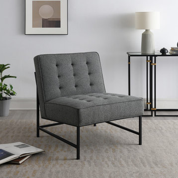 Astor Tufted Fabric Chair, Dark Gray