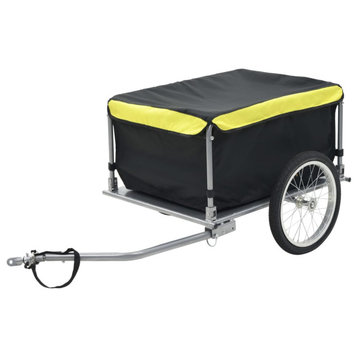 vidaXL Bike Trailer Tow Bicycle Trailer Black and Yellow Steel and Polyester