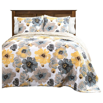 Leah Quilt Yellow/ Gray 3Pc Set Full/ Queen