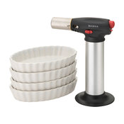 Chef's Tools Creme Brelee Set - Chef's Creme Brelee Torch With 4 Oval Ramekins