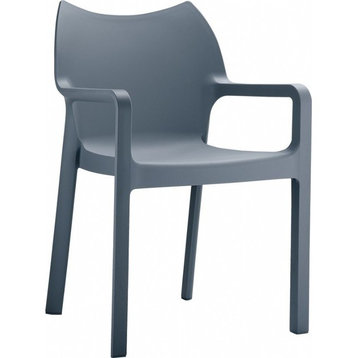 Diva Resin Outdoor Dining Arm Chair Dark Gray- Set of 2