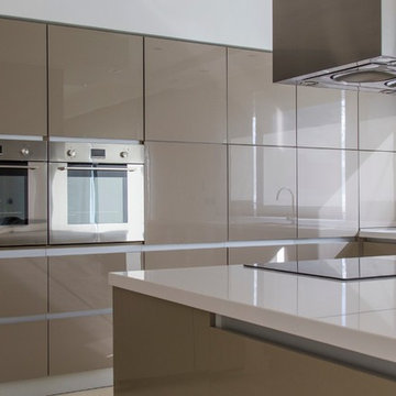 Contemporary High-Gloss Metallic Kitchen