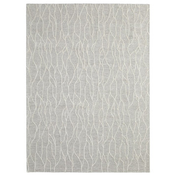 Weave & Wander Fadden Minimalist Abstract Wool Rug, Ivory/Gray, 8'x11'