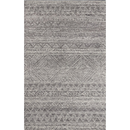Momeni Mallorca Hand Hooked Wool Gray Area Rug 5'x8'