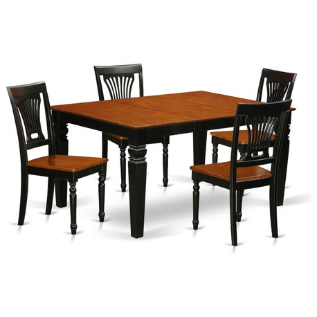 5-Piece Dinette Set With a Dining Table and 4 Wood Chairs, Black